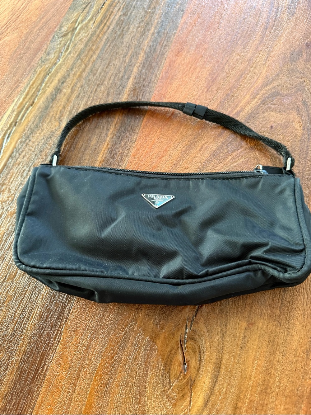 Prada Black Nylon Belt/Wrist Bag with Logo Plaque